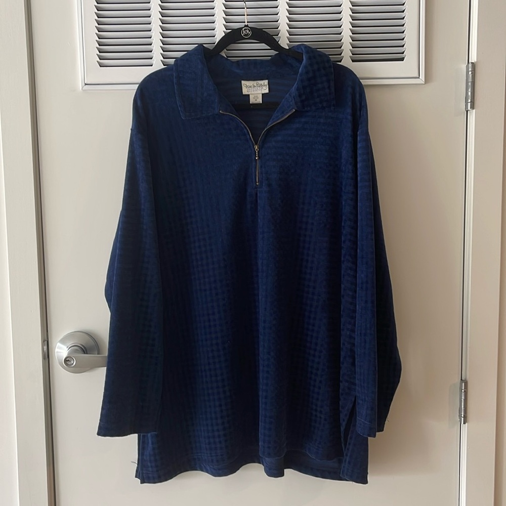 Diane Von Furstenberg half zip velvet shirt